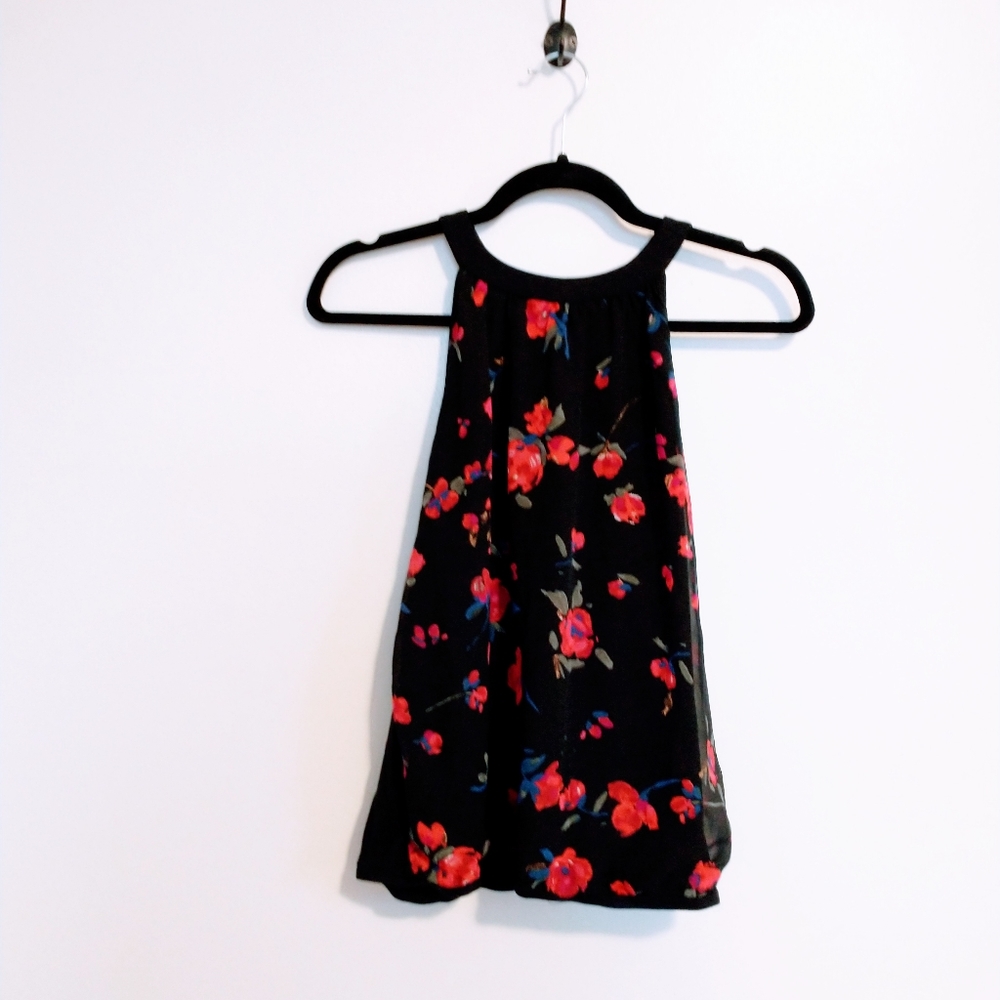 Express black floral high neck to size small